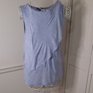 Lilla P Blue Asymmetrical Tank Top